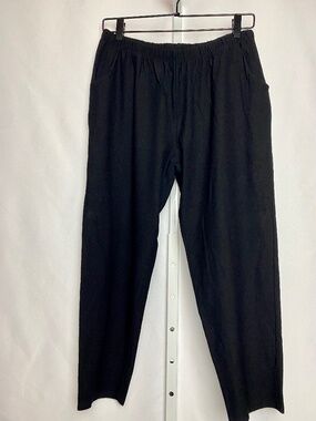 Lauren M. Petites Womenʻs Black Pull On Elastic Waist Ankle Length Dress Pants L